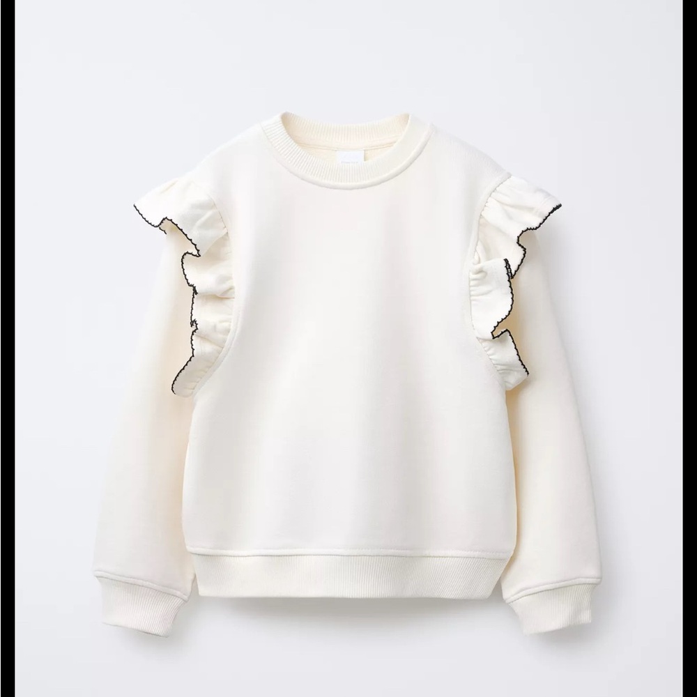 Zara Cream Ruffle Sweatshirt